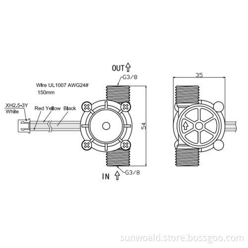 G3/8" mini Plastic Water Flow meter hall Sensor